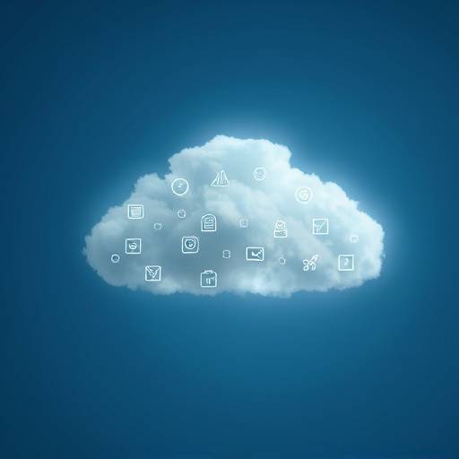 Een wolk met digitale iconen, symboliserend cloud services.